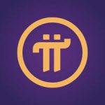 Minimalist gold and purple logo inspired by PI Network for mobile cryptocurrency mining.