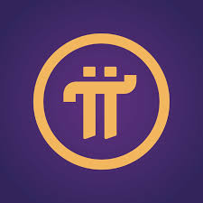 Minimalist gold and purple logo inspired by PI Network for mobile cryptocurrency mining.