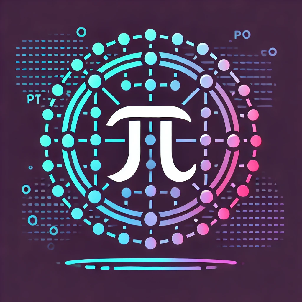 Illustration of PI Network’s decentralized trust circle with connected nodes representing a secure global network.